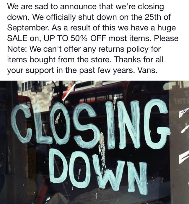 vans store close