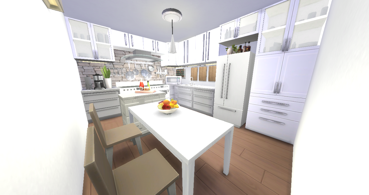ChainSim's tweet photo. Small Double Stove Kitchen - Available for download on the Sims 4 Gallery #Sims4 #ChainSim @TheSimCommunity http://t.co/MRdbDXkXjT