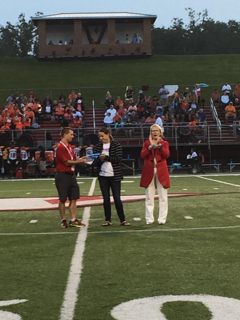 Coach Dennehy getting presented the <a href="/TheMountainEast/">Mountain East Conf.</a> COY award at the football game tonight #GoCavsGo #WiseUp