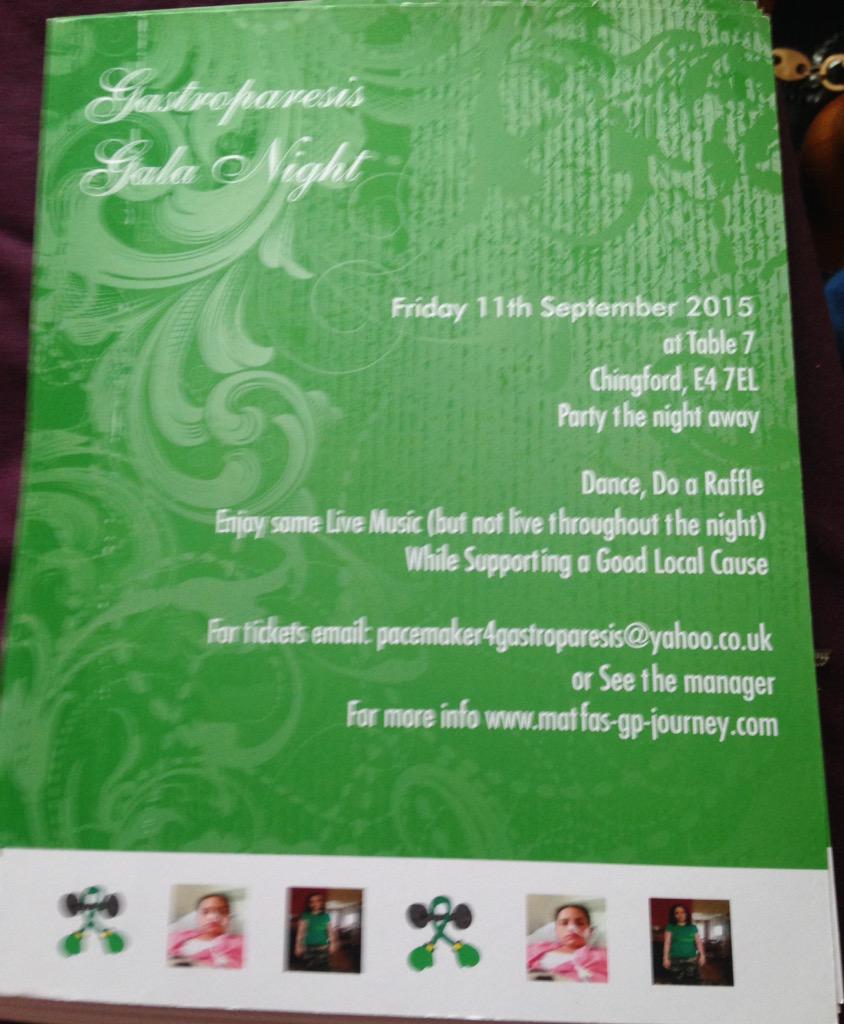 MatfaAnderson's tweet photo. #gastroparesis #party Friday 11th Sept 7:30pm-late.£10entry with free glass bubbly #E17 #E4 #nightout #goodcause http://t.co/pBpfGhA9Vr