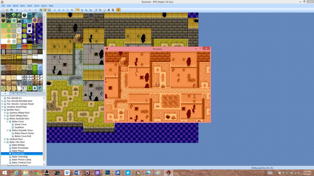 Soaring_Dreams's tweet photo. #indiedev #RPGMaker #screenshotsaturday #Rossidia Bumalr Capital "Balor City"1&2 "Plaza",3"Checkpoint",4"Ruins" http://t.co/y7frG6S1Bi
