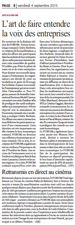 FOROM_CH's tweet photo. Un grand merci à l' @Ageficom pour son sujet dans son édition du 4 sept. 2015! Bonne lecture :-) #FOROM2015 #Agefi http://t.co/VZRGVU5ABV