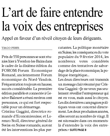 FOROM_CH's tweet photo. Un grand merci à l' @Ageficom pour son sujet dans son édition du 4 sept. 2015! Bonne lecture :-) #FOROM2015 #Agefi http://t.co/VZRGVU5ABV