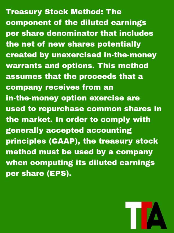 IGEETFs's tweet photo. Treasury Stock Method - The component of the diluted earnings per share denominator that incl #thinkertrading http://t.co/VSccvbecvD