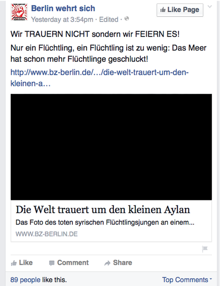 Helge's tweet photo. Der Typ, der das Ertrinken des kl. Aylan gefeiert hat, hat Besuch von der Polizei gekriegt: http://t.co/dUcQsSY1Cc http://t.co/CXrV8xrhY9