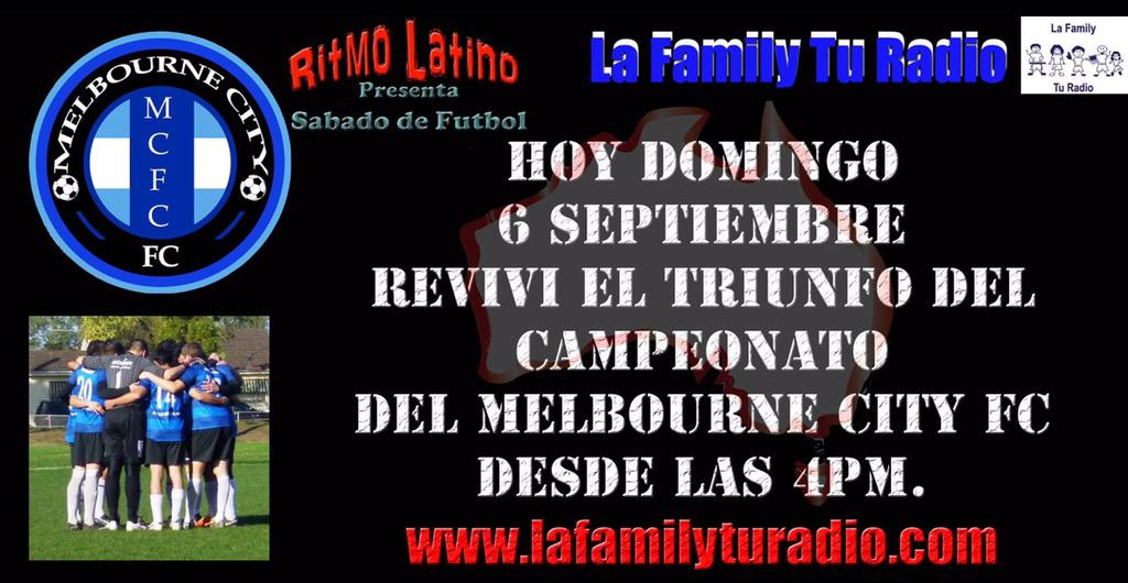 Matiasbarberia's tweet photo. #volve a vivir en @Sabadodefutbol al #MelbourneCityFCCampeon x #LaFamilyTuRadio un #UnFinalEmocionante @footballvic http://t.co/71SXj0pU13