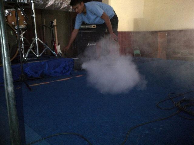 Gun smoke on fire at stage extreme terror