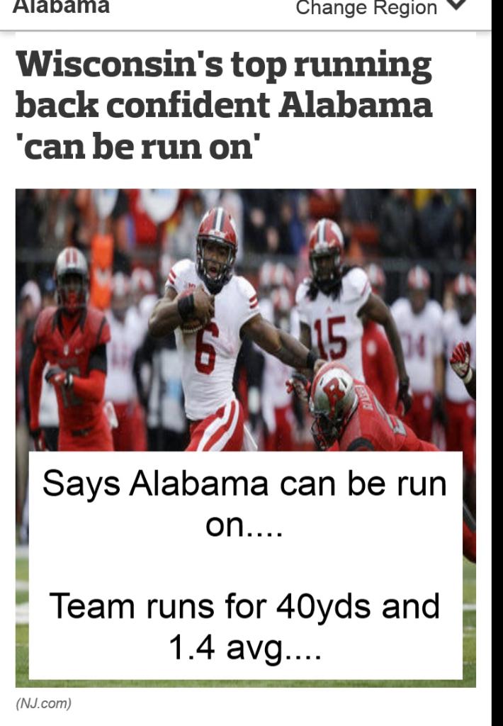 JoshuaJFriday's tweet photo. Just think about what you're saying...#wiscvsbama http://t.co/4eX2wfiwkm
