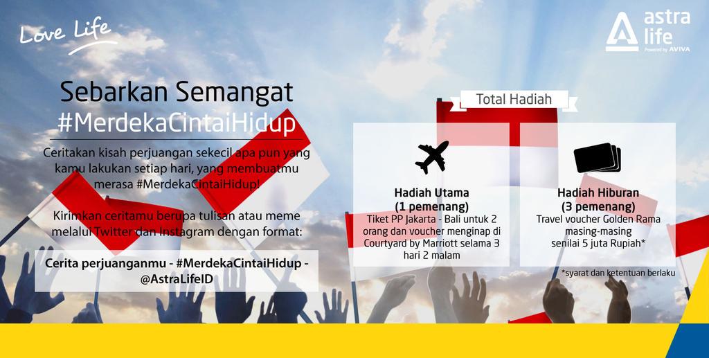 shitlicious's tweet photo. Ceritain kisah perjuangan lo sekecil apapun! Hadiahnya jalan2 & voucher 5JUTA! Cc @AstraLifeID #MerdekaCintaiHidup http://t.co/AXmG7PeSr4