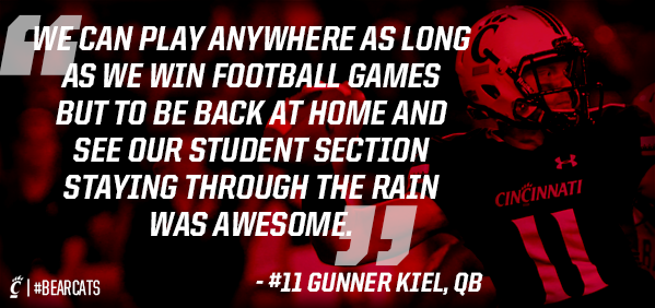 GoBEARCATS's tweet photo. QB Gunner Kiel on tonight's game #Nippert2015 http://t.co/sDeqqpbep1