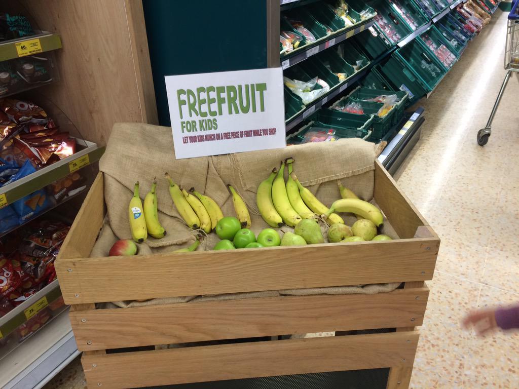 Not seen this before at Tesco - free fruit for kids while you shop.