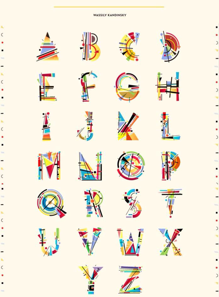 Colour and form #kandinsky #alphabet by <a href="/tanoveron/">Tano Veron</a> <a href="/DesignMuseum/">the Design Museum</a> #FontSunday #design #doodle #typography #drawing