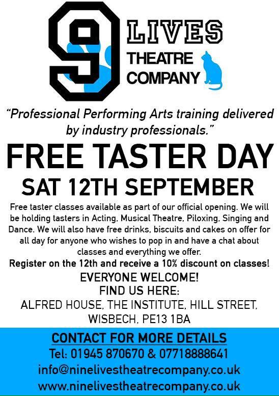 DON'T FORGET! We have our free taster day on Sat 12th September! More details here; facebook.com/ninelivestheat…