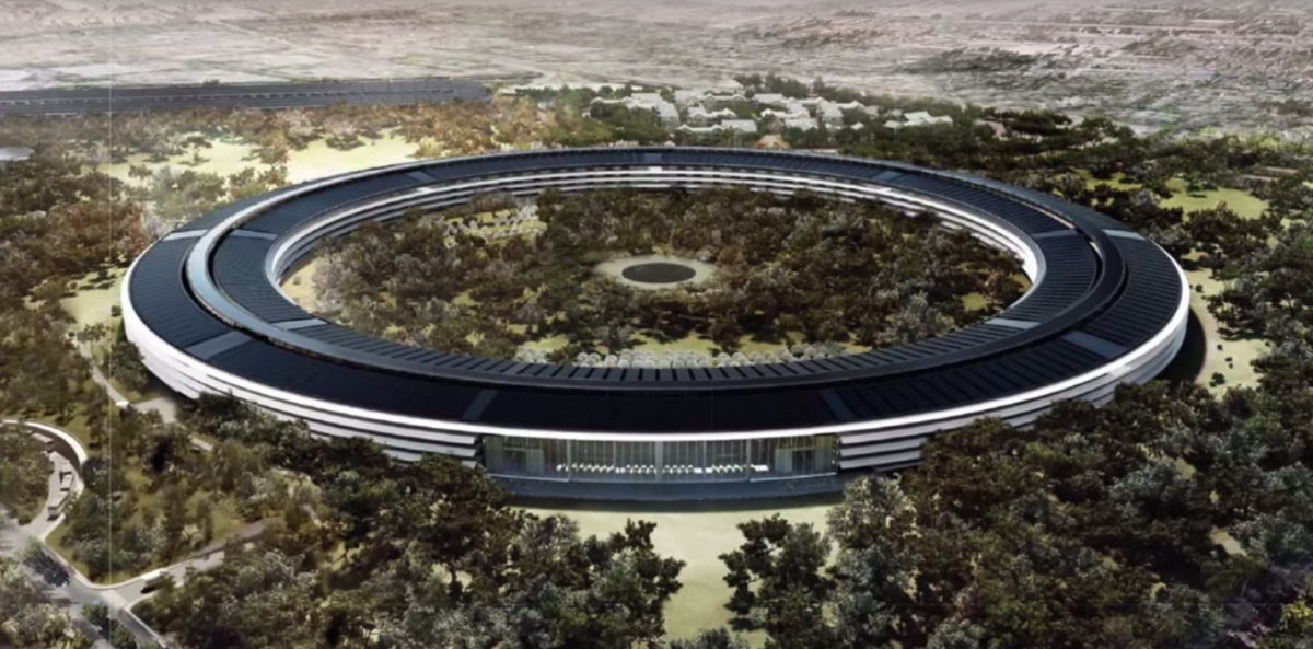 FastCompany's tweet photo. The awesome scale of the new Apple campus—captured by drone: http://t.co/fxjfbJMgqa http://t.co/1pDAcFkfge