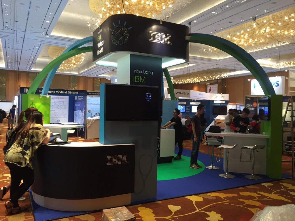 YBaptist's tweet photo. Almost setup for #himssap15 #ibm #watsonhealth http://t.co/lFM0dKj6DF