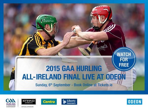 officialgaa's tweet photo. Watch today's #GAA All-Ireland Hurling Final at @ODEONCinemas for FREE! Details here » http://t.co/7WglNTUokH #KKvGAL http://t.co/mEbIMqxyXx
