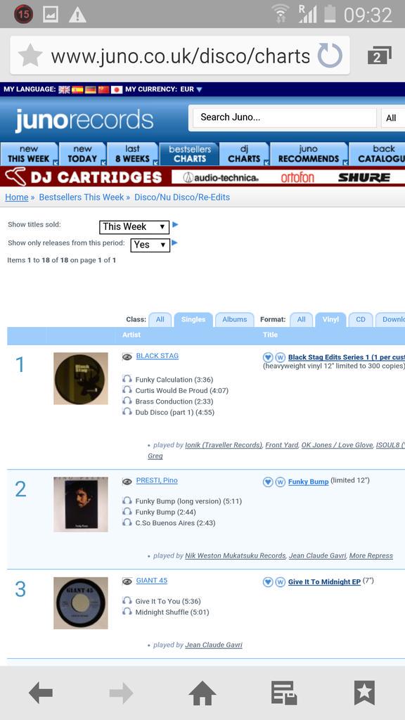 giantcuts's tweet photo. G45-003 sitting at #3 on the disco sales chart #vinyl #7inch @Junorecords #docjam http://t.co/0W8zXQasQa