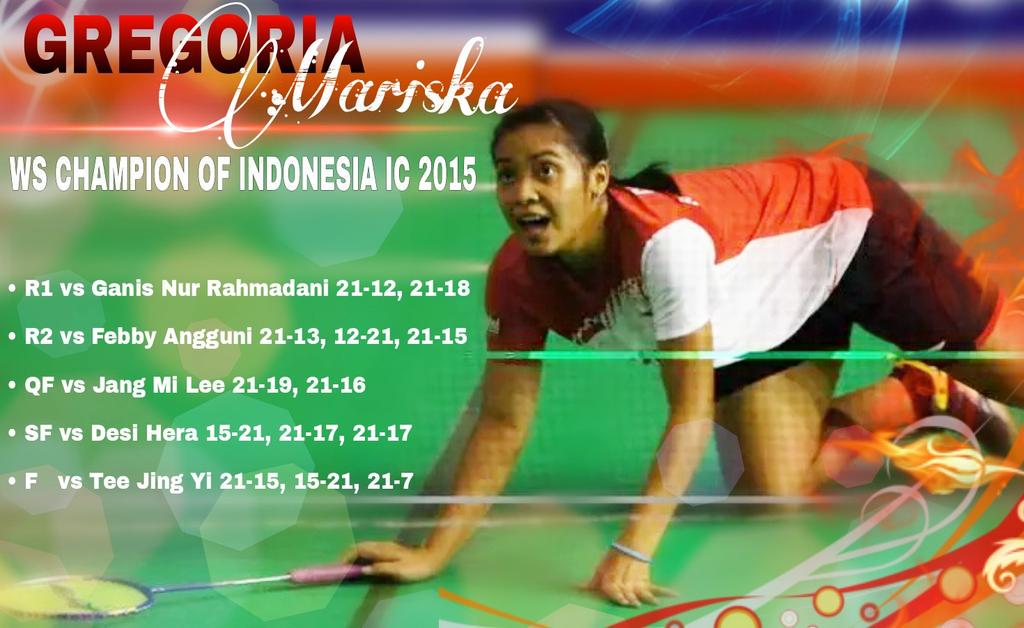 antoagustian's tweet photo. Wow !!! Gregoria Mariska Juara #IndonesiaIC 2015. Congrats @gregoriamr http://t.co/L5ZQFFEm1h
