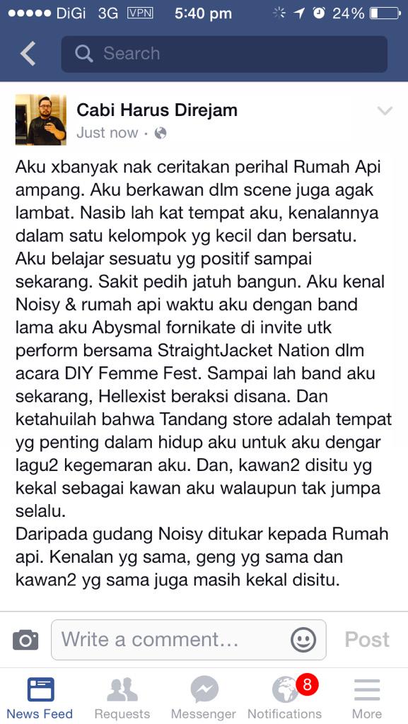 twt_muzik's tweet photo. #solidaritirumahapi masih lagi diteruskan! http://t.co/EpGUXo598r