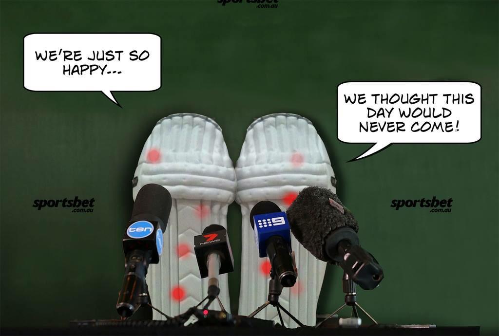 sportsbetcomau's tweet photo. Shane Watson's pads react to his retirement announcement... http://t.co/JVanq9ePf9