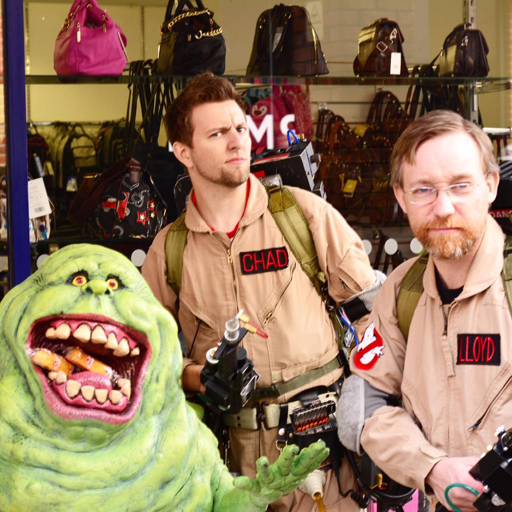 sparrowsend's tweet photo. Great fun @InvColchester #invasioncolchester @UKGhostbusters ready to protect - go on, call them... http://t.co/HbVMqXEp9W