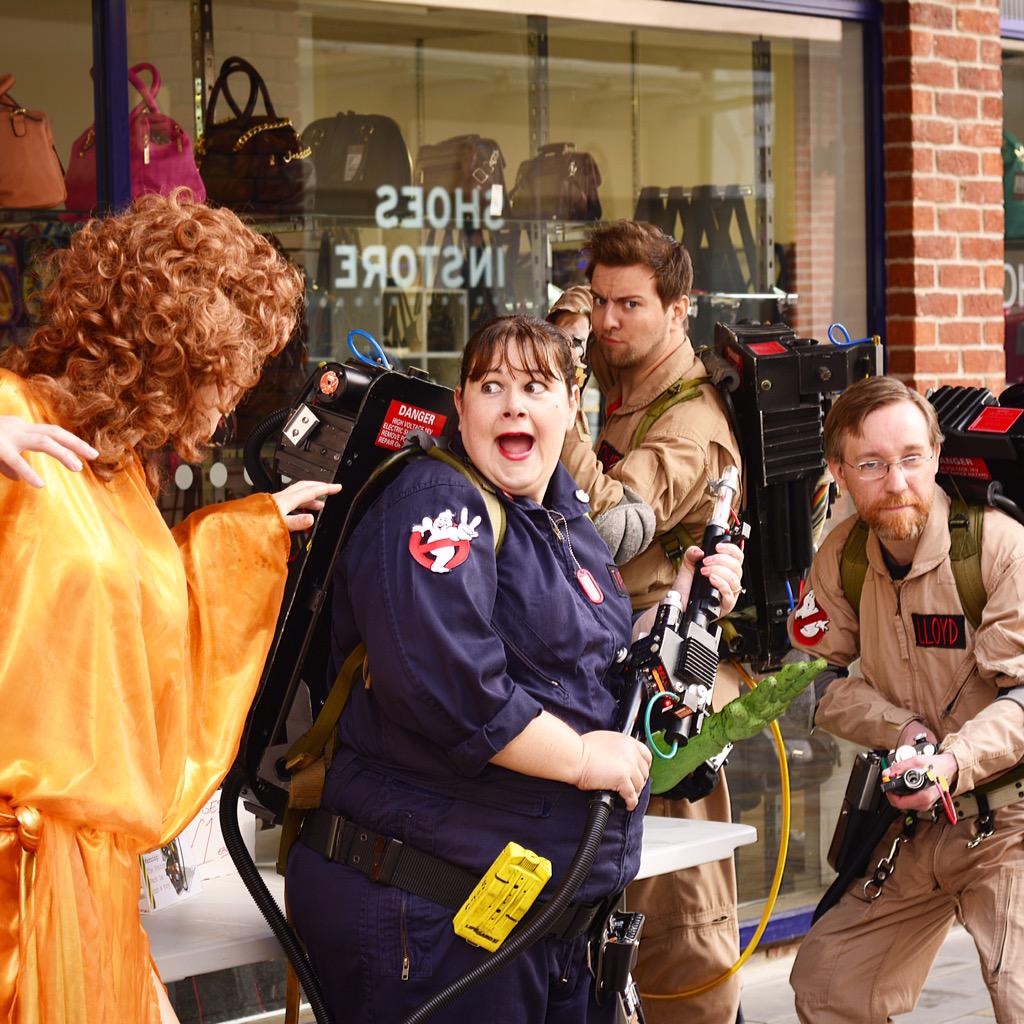sparrowsend's tweet photo. Great fun @InvColchester #invasioncolchester @UKGhostbusters ready to protect - go on, call them... http://t.co/HbVMqXEp9W