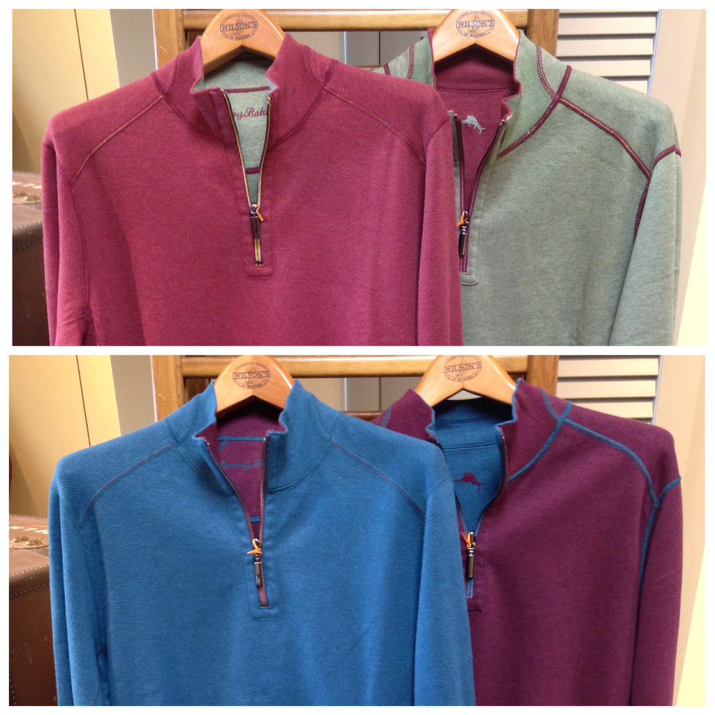 WWickford's tweet photo. Some more fall merchandise from @TommyBahama has come in! These 1/4 sweaters are reversible! Shown here both ways! http://t.co/zbO0zuq7cn
