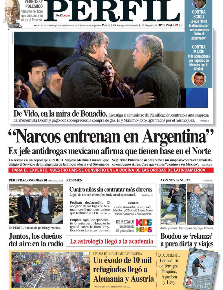 Infomedia24hrs's tweet photo. 📰 #ARG #PERFIL 6/9/2015 PDF aqui http://t.co/RQomBELpRe      #DomingoDeGanarSeguidores  - #HoyMasQueNuncaCABJ 📷 http://t.co/2U6dtnsWTB