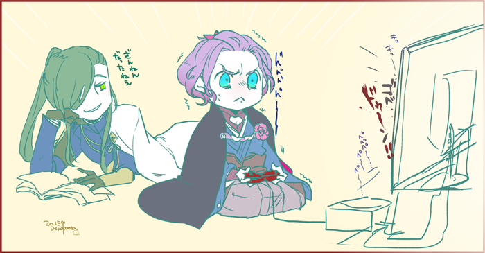 いきぬきとうらぶ ゲーム苦手そうな歌仙くんと2P(協力キャラ)とか得意そうな青江くん 