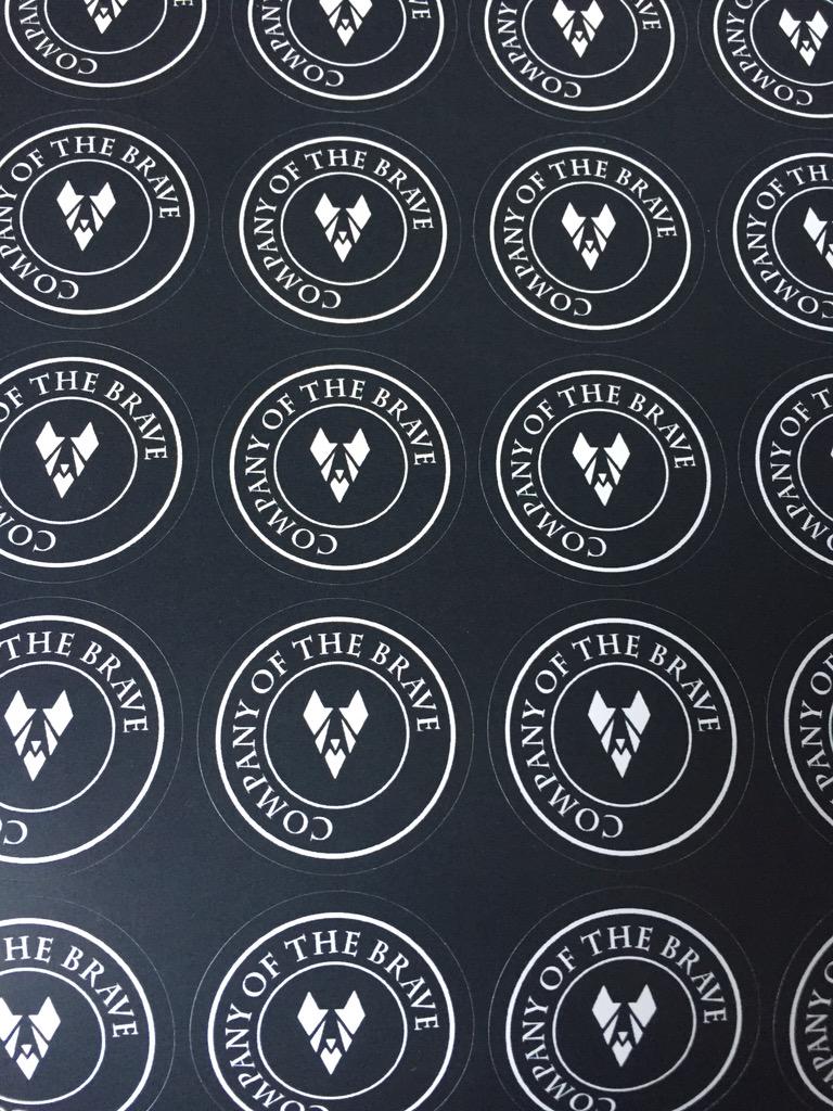 Wolkernite's tweet photo. Small details matter to us - COMPANY OF THE BRAVE stickers! #alphawoolfe http://t.co/OR7zwci4Ff