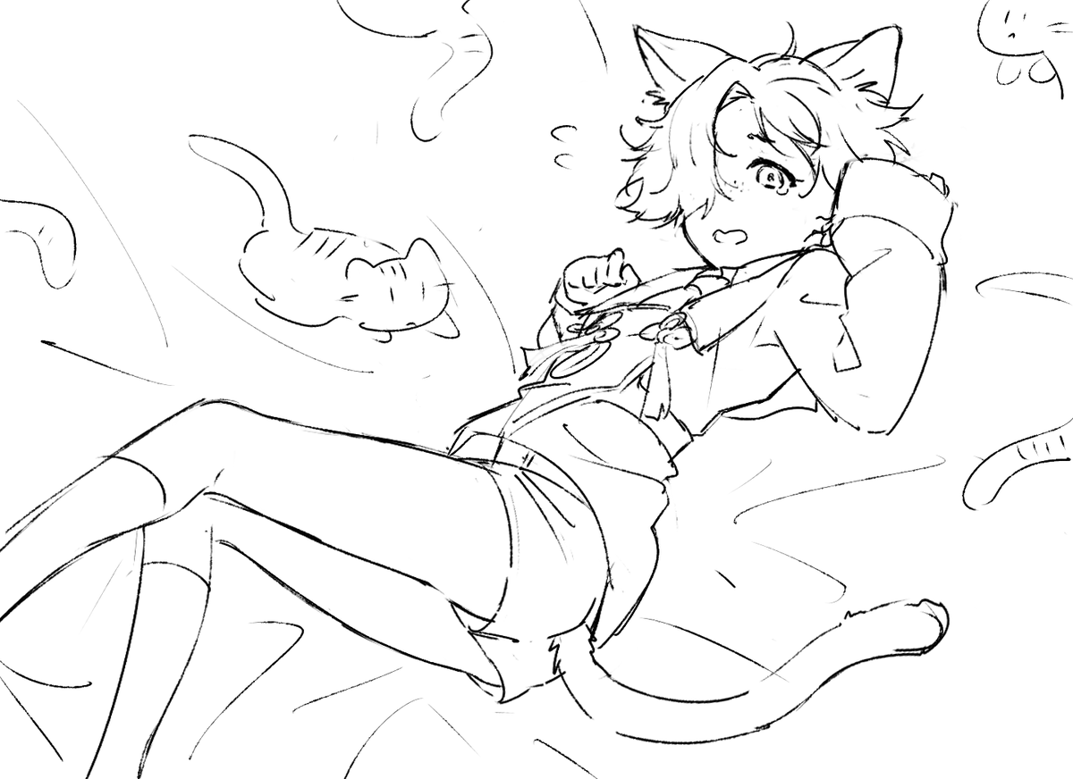 なんか絵あげたい気分だから～ちょっと前に描きはじめてくじけつつある五虎退くん。ラフ。いつか仕上げたい。 