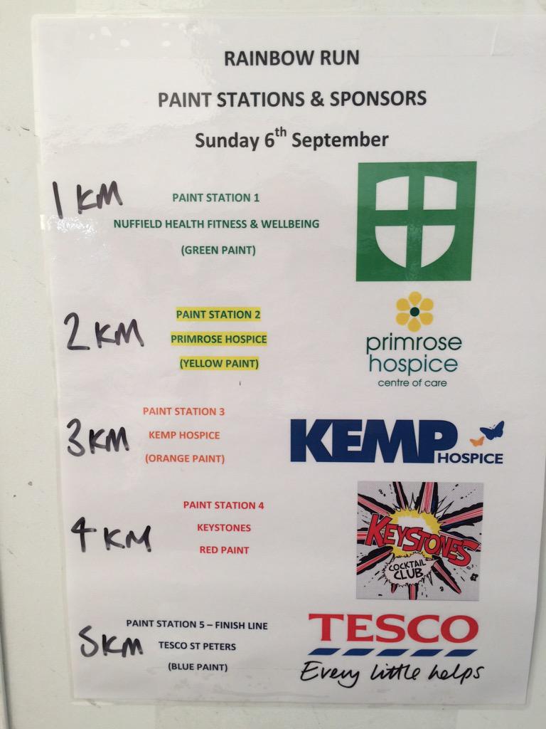 KEMPHospice's tweet photo. A colourful run this am #topbarn #worcester @StRichardsHosp @PrimroseHospice and wonderful sponsors and runners! http://t.co/CC0XVdm4Bc