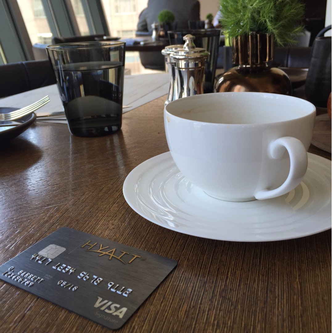 Hyatt's tweet image. #coffee n' cards! Discover how you can earn w/the #hyattcreditcard: bit.ly/1fC7HrD #2xpoints