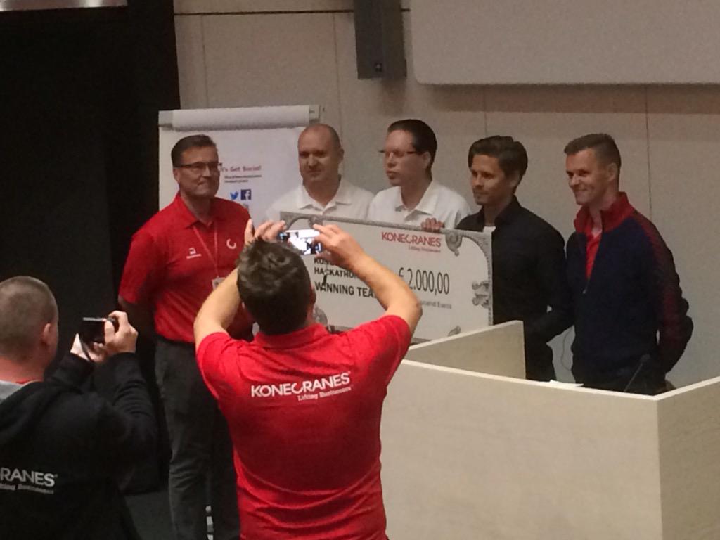 JoonaElo's tweet photo. The Winning Concept and team: Cybercom #hackthemaintenance #industryhack @Konecranes congratulations! http://t.co/F9KuEie37y