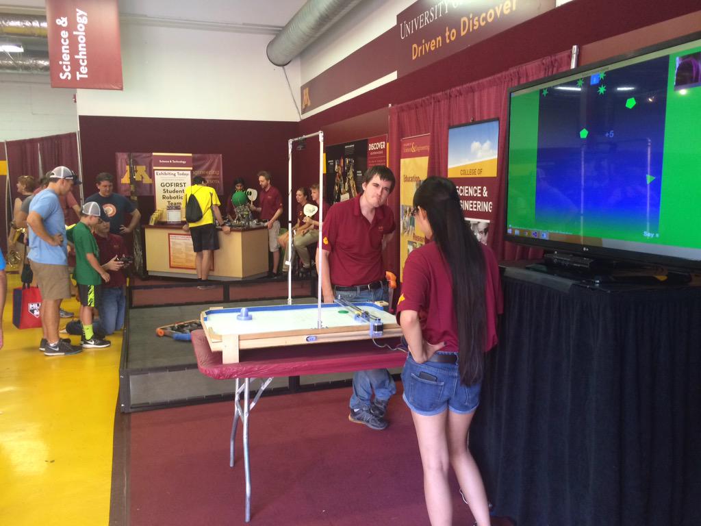 We're back back for round two <a href="/mnstatefair/">Minnesota State Fair</a> in the <a href="/UMNews/">University of Minnesota</a> building today! Come by for robots and more! #UMNonaStick