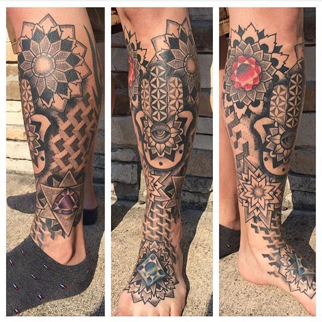 sugarlandtattoo's tweet photo. #Healed photo of awesome piece by #JonWest on our buddy @serialdiex #sugarlandtattoo #mandalatattoos#dotworktattoos http://t.co/imGpqptNeo