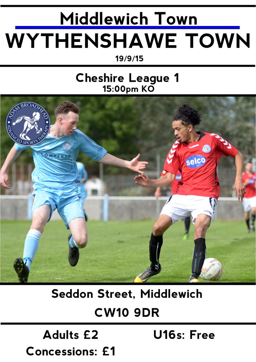 Slightly amended poster, we're away to <a href="/MiddlewichFC/">Middlewich Town FC</a> in just under two weeks time for our next game. #Wythylution