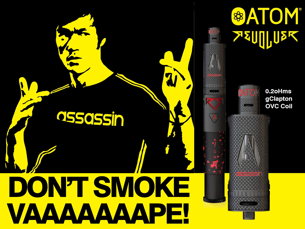 Atom_Vapes's tweet photo. Our Revolver/Assassin one of the most powerful Vapes on the market! #Atom #OvcCoils #Revolver #Assassin #Vape http://t.co/volIQSDHnq