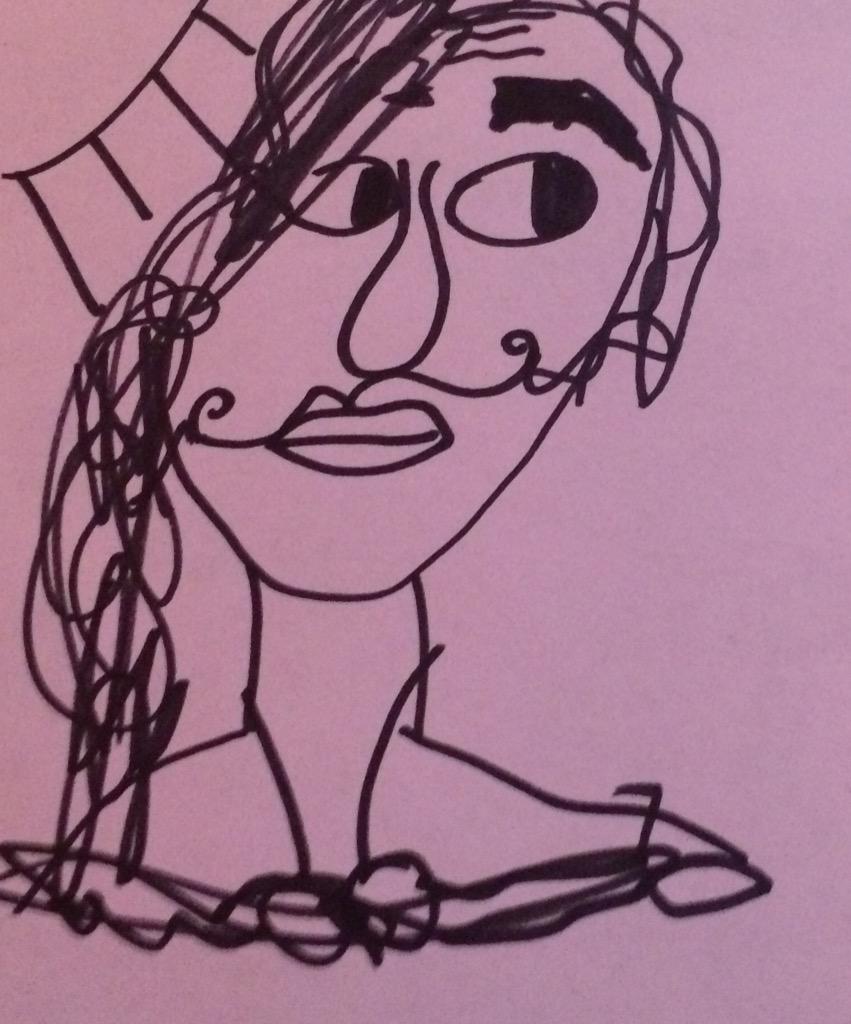 poorlydrawncb's tweet photo. colleen is looking over at this drawing in disgust http://t.co/EaNt3FC1wZ