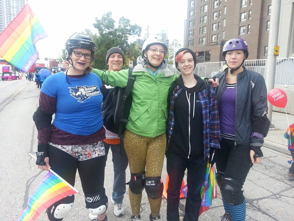 GRDRollerDerby's tweet photo. #yycpride was cold and damp today but CCRD turned out to skate just the same!  #yyc #skateyyc #skatelife #Pride2015 http://t.co/v0XFLzfo1C
