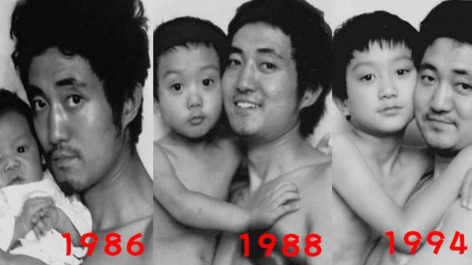 Father and son posed for a photo in the exact same way for 27 years: on.mash.to/1NjPVbD