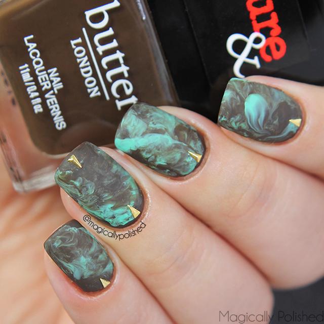 MPolished's tweet photo. Brown/Turquoise Marble nails using @butterLONDON Lust or Must?, more details here: http://t.co/mqgLYtbGws http://t.co/wiQOmf9bVZ