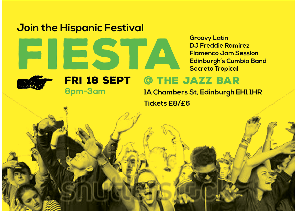 HispanicArtsSco's tweet photo. Fun, hot &amp; exciting @edinburghpaper Hispanic Festival FIESTA! back @TheJazzBar Fri 18 Sept 8pm-3am Tix @ thedoor http://t.co/qUsFGRKYL0