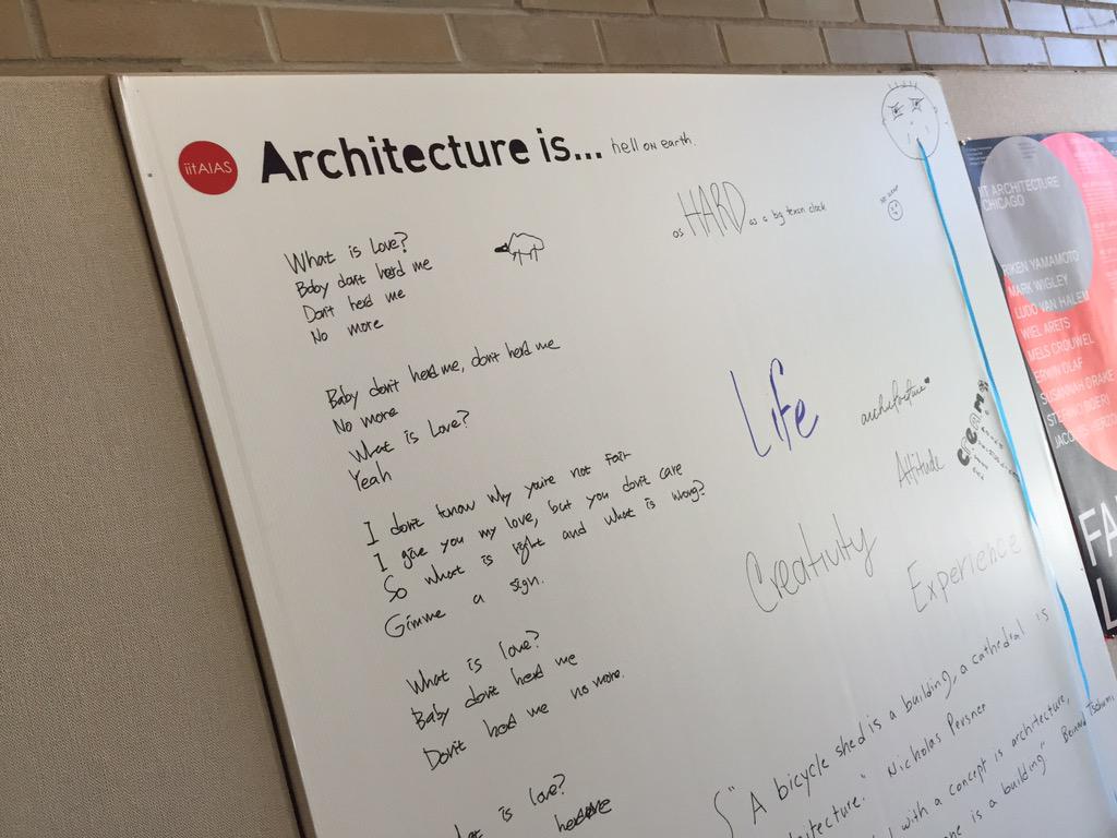 iitAIAS's tweet image. Be sure to share what you believe architecture is in the 3410 lobby. #iitAIAS #AIASmem15 #AIASmwq #imadethat