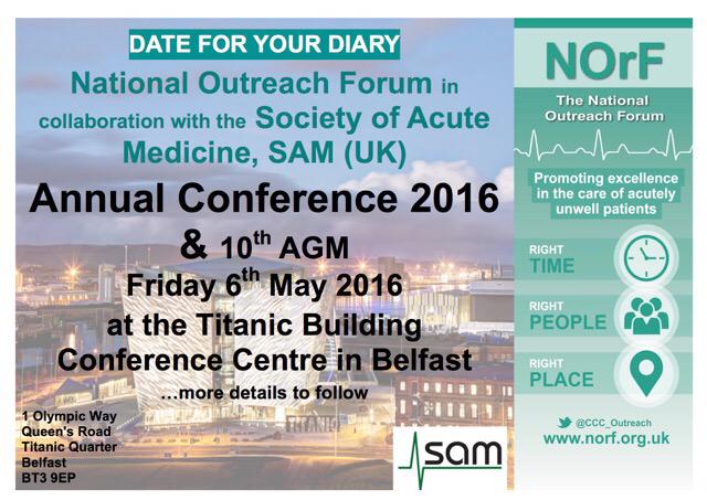 Date for your diary NOrFers ..... it's going to be great...<a href="/acutemedicine/">SAM Online</a>
