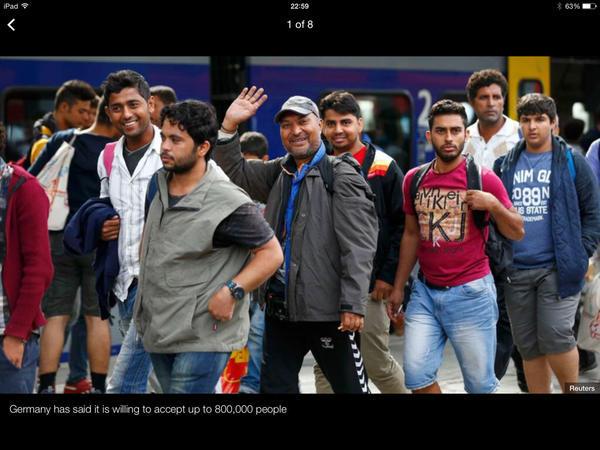 riwired's tweet photo. #HelpRealRefugees you morons! #refugeeswelcome #MigrantMarch #migrants #economic refugees @TRobinsonNewEra http://t.co/uuWpbOQX0A