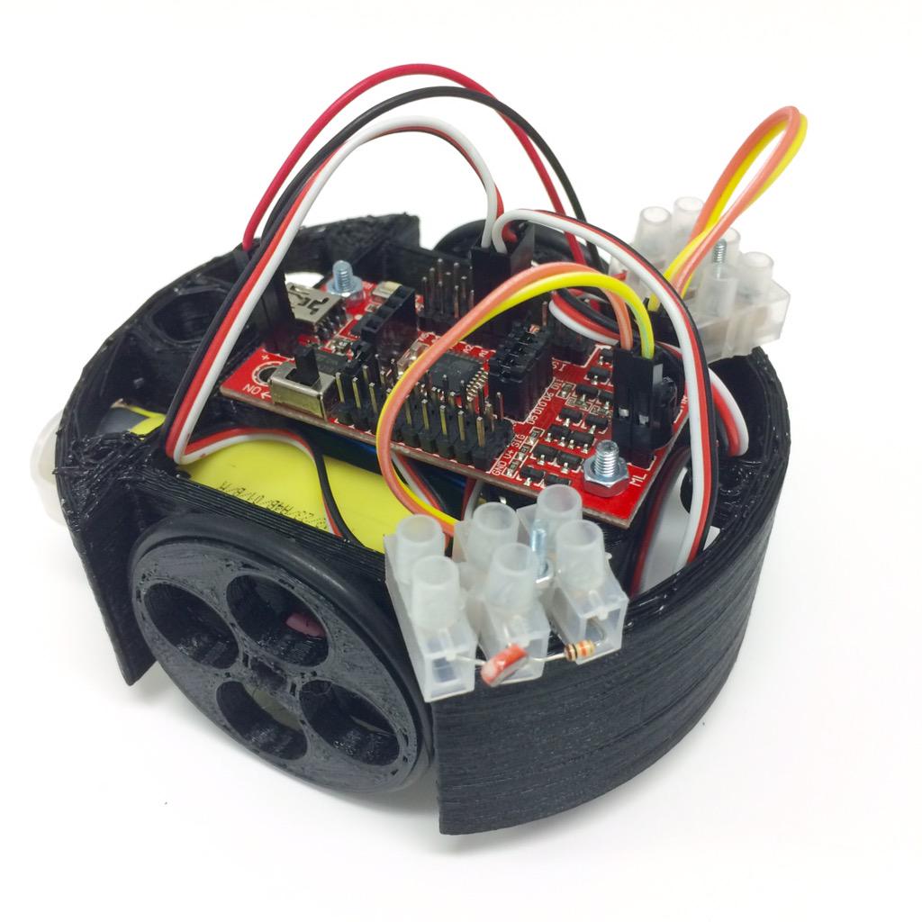 stevebattle's tweet image. The 3D printed Braitenbot rolls off the press. #braitenberg