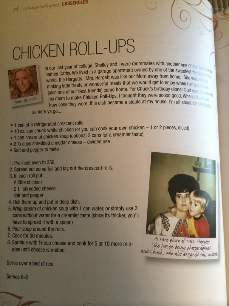 LisaHNoble's tweet photo. It's what's for dinner! My mom's recipe in @PointofGrace Cooking w/Grace cookbook! #ChickenRollups #YouHaveToTry http://t.co/5ApVpxjisb
