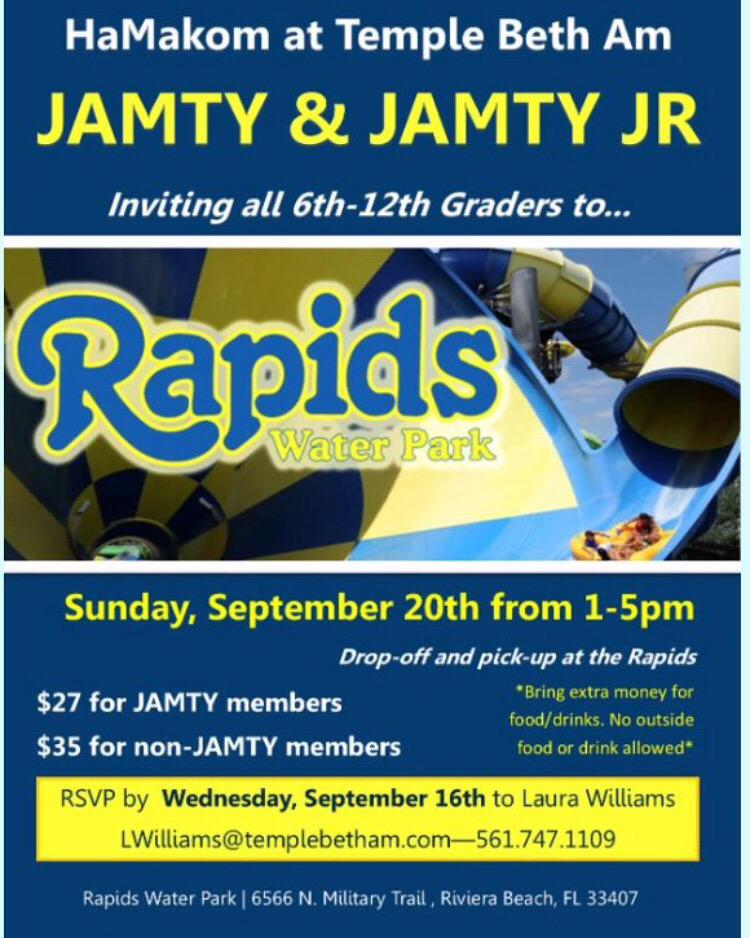 jamty_tba's tweet photo. Hey JAMTY-ites! Register for our kickoff event at the Rapids Waterpark ASAP. See you there! http://t.co/EpQjQd6NpM