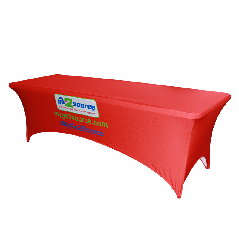 Custom Print Table Throw. It's a great addition to your trade show booth and are sized to fit standard tables.